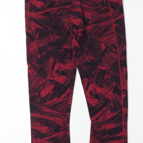 DECATHLON Womens Red Geometric Nylon Compression Leggings Size 26 in Regular Pullover
