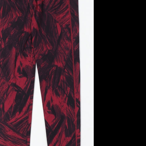 DECATHLON Womens Red Geometric Nylon Compression Leggings Size 26 in Regular Pullover
