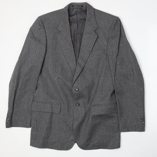 Marks and Spencer Mens Grey Striped Wool Jacket Suit Jacket Size 38 Regular