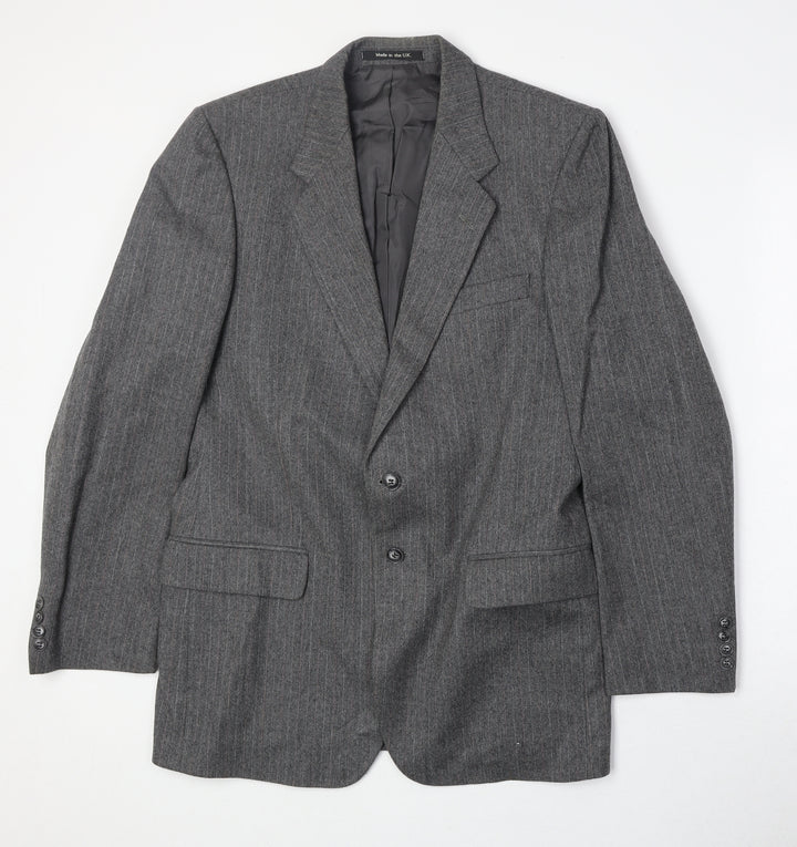 Marks and Spencer Mens Grey Striped Wool Jacket Suit Jacket Size 38 Regular