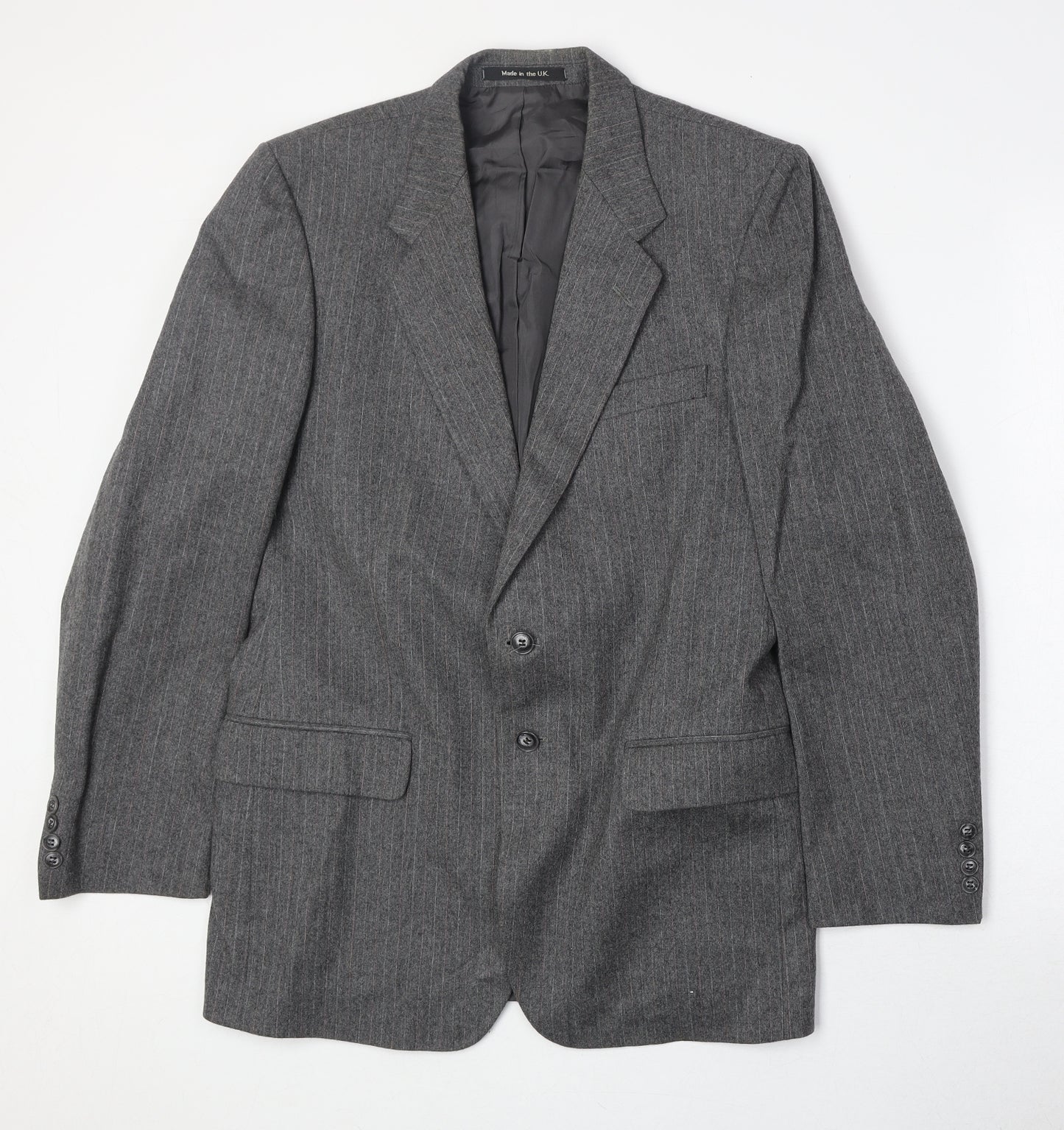 Marks and Spencer Mens Grey Striped Wool Jacket Suit Jacket Size 38 Regular