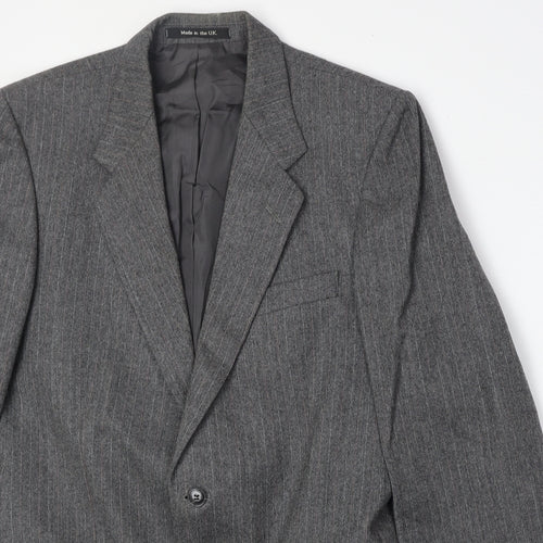Marks and Spencer Mens Grey Striped Wool Jacket Suit Jacket Size 38 Regular