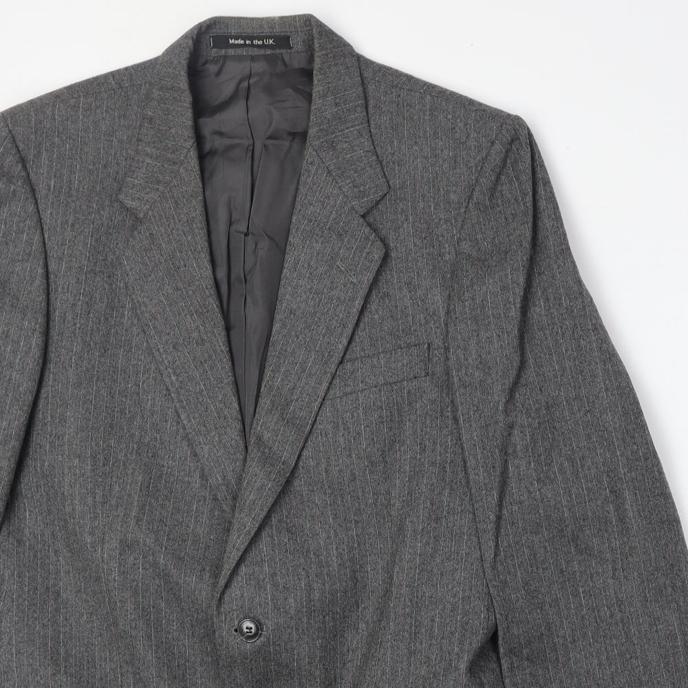 Marks and Spencer Mens Grey Striped Wool Jacket Suit Jacket Size 38 Regular