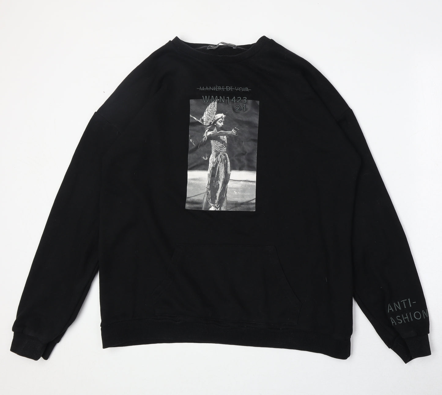Manier De Voir Womens Black Cotton Pullover Sweatshirt Size 12 Pullover