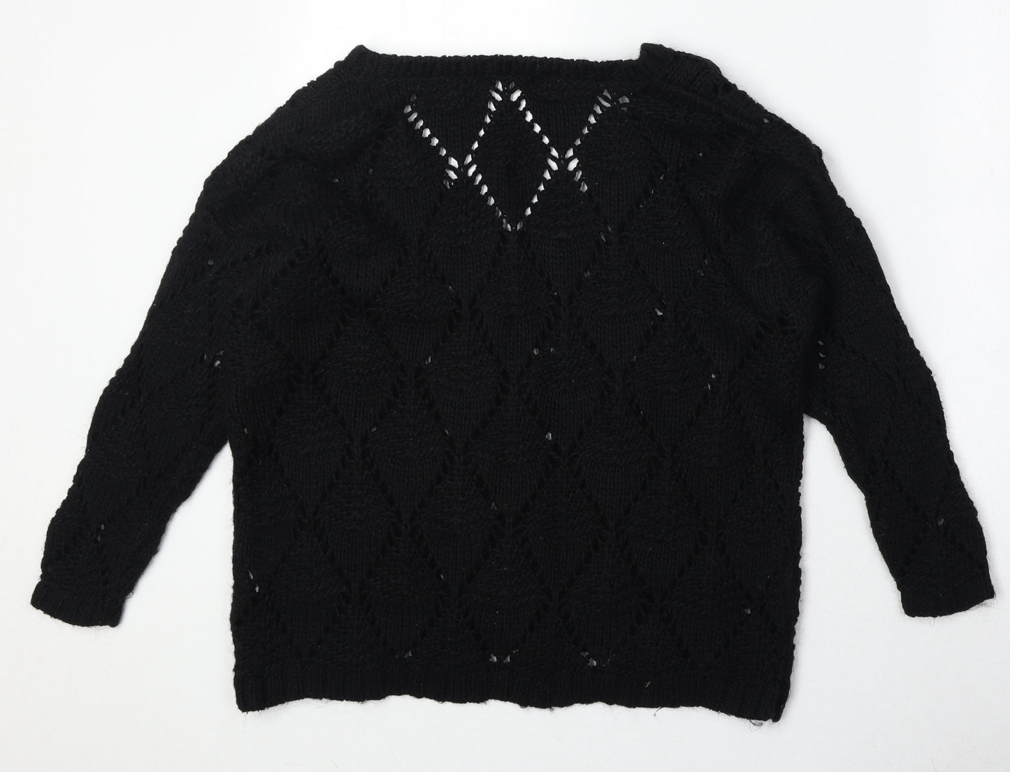 River Island Womens Black Round Neck Acrylic Pullover Jumper Size 10