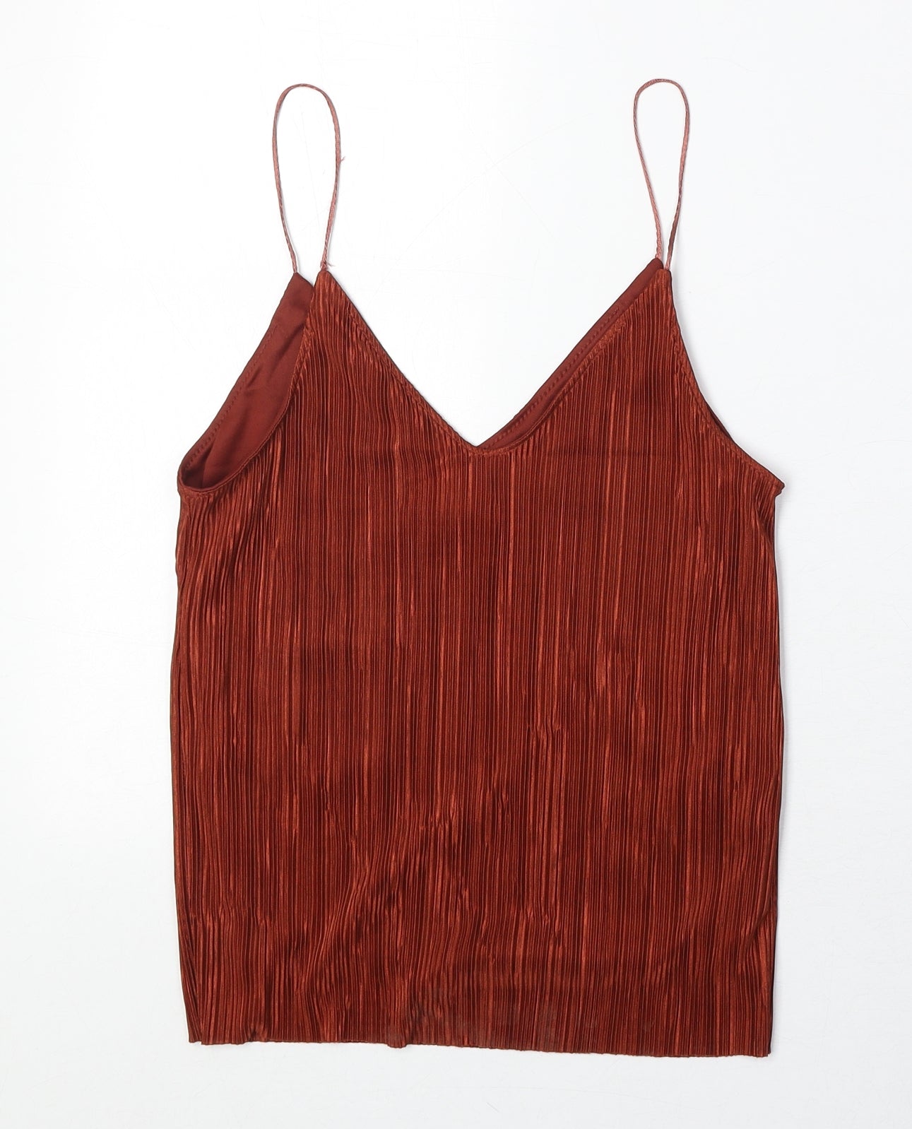 New Look Womens Orange Polyester Basic Tank Size 8 V-Neck