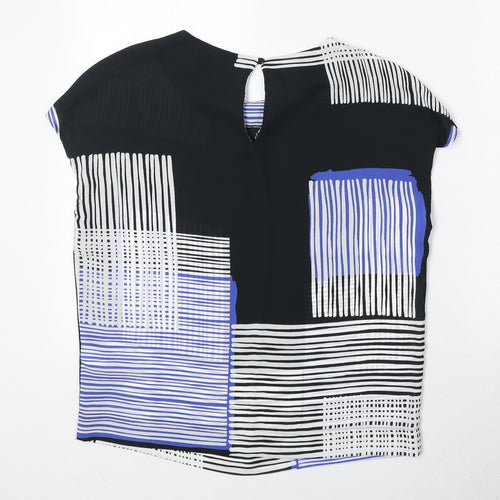 NEXT Womens Black Geometric Polyester Basic Blouse Size 8 Round Neck