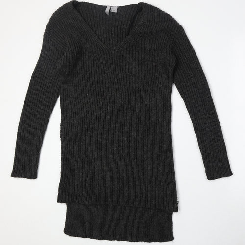 Divided by H&M Womens Green V-Neck Acrylic Pullover Jumper Size S