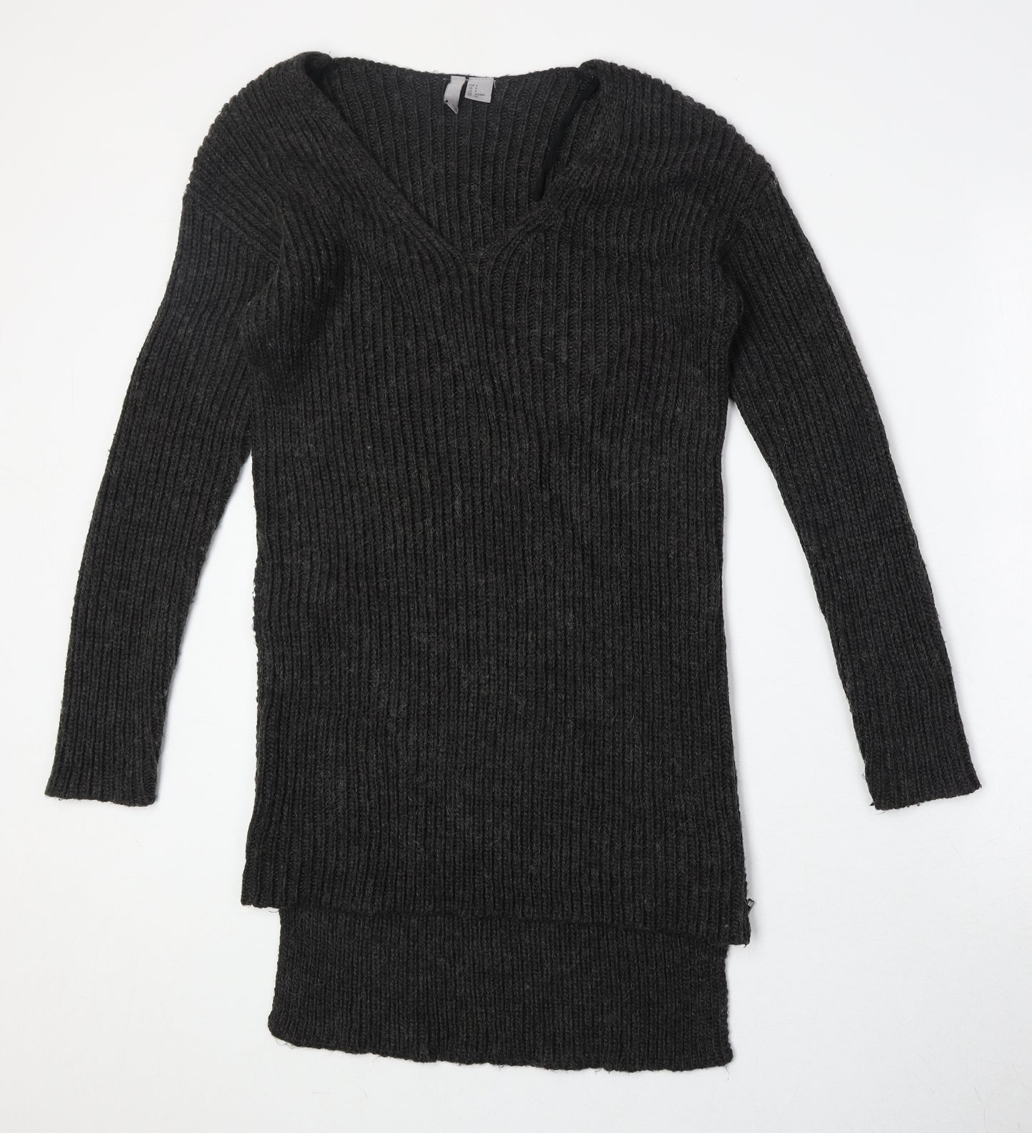 Divided by H&M Womens Green V-Neck Acrylic Pullover Jumper Size S