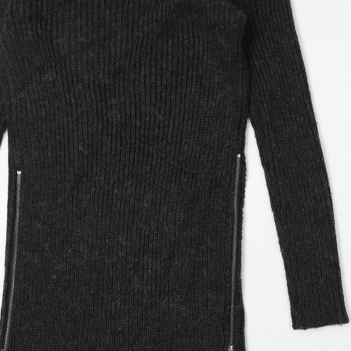Divided by H&M Womens Green V-Neck Acrylic Pullover Jumper Size S