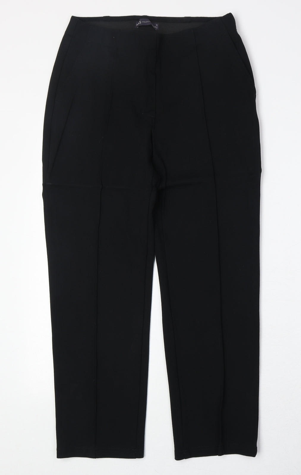 Marks and Spencer Womens Black Viscose Trousers Size 10 Regular