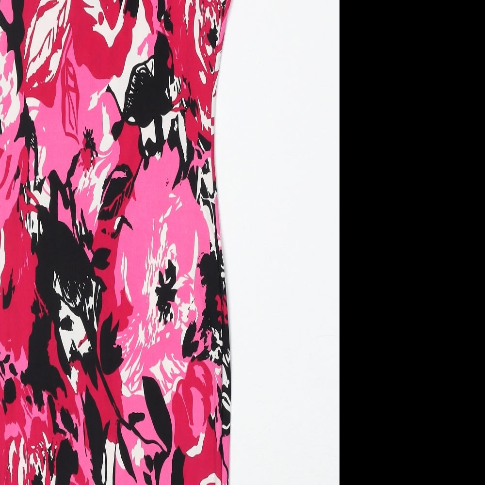 Boohoo Womens Pink Floral Polyester A-Line Size S Round Neck Pullover