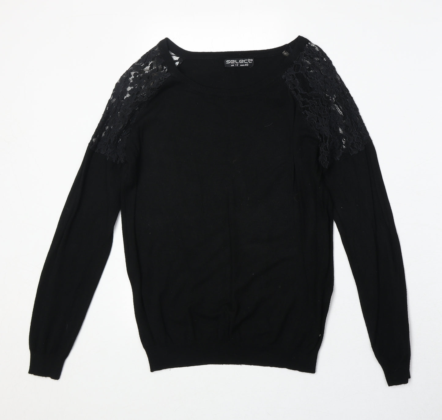 Select Womens Black Viscose Pullover Sweatshirt Size 12 Pullover