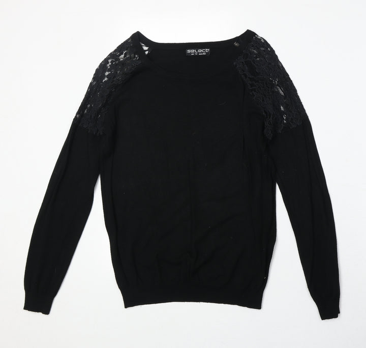 Select Womens Black Viscose Pullover Sweatshirt Size 12 Pullover