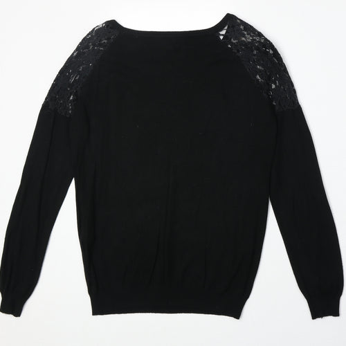 Select Womens Black Viscose Pullover Sweatshirt Size 12 Pullover