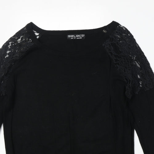 Select Womens Black Viscose Pullover Sweatshirt Size 12 Pullover