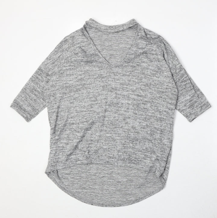 New Look Womens Grey Round Neck Polyester Pullover Jumper Size S - Keyhole Neck
