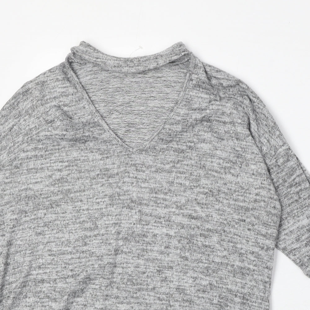 New Look Womens Grey Round Neck Polyester Pullover Jumper Size S - Keyhole Neck