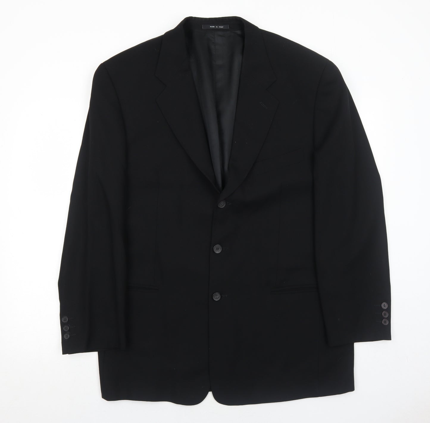 Emporio Armani Mens Black Wool Jacket Suit Jacket Size 44 Regular