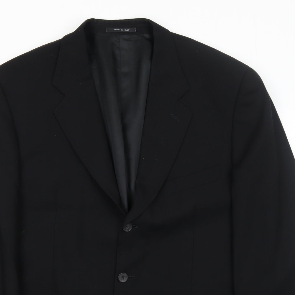 Emporio Armani Mens Black Wool Jacket Suit Jacket Size 44 Regular