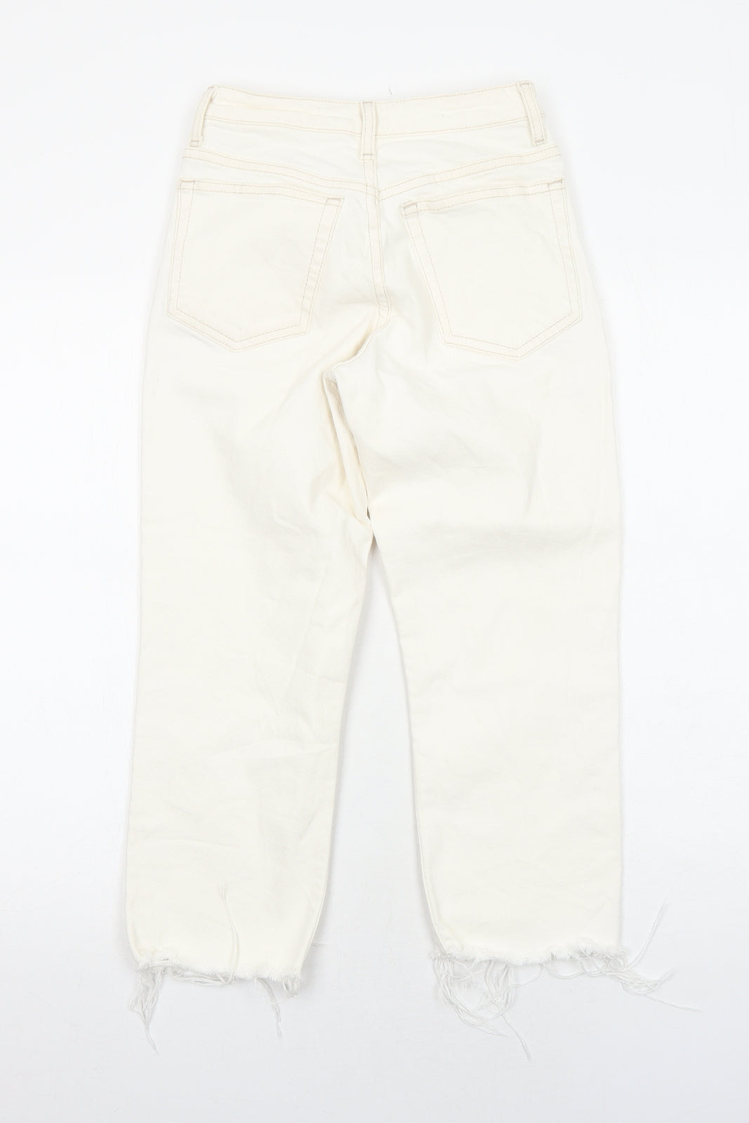 Topshop Womens Ivory Cotton Straight Jeans Size 6 L28 in Regular Zip
