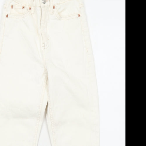Topshop Womens Ivory Cotton Straight Jeans Size 6 L28 in Regular Zip