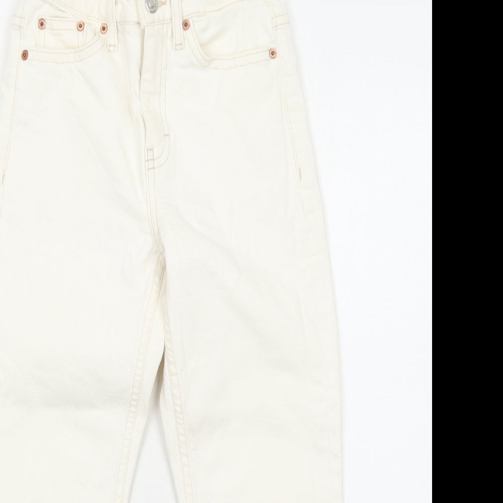 Topshop Womens Ivory Cotton Straight Jeans Size 6 L28 in Regular Zip