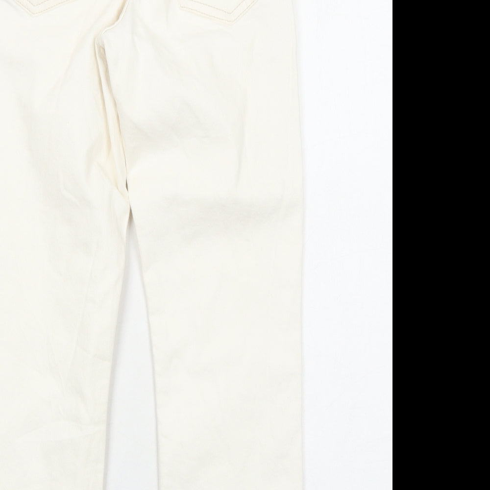Topshop Womens Ivory Cotton Straight Jeans Size 6 L28 in Regular Zip