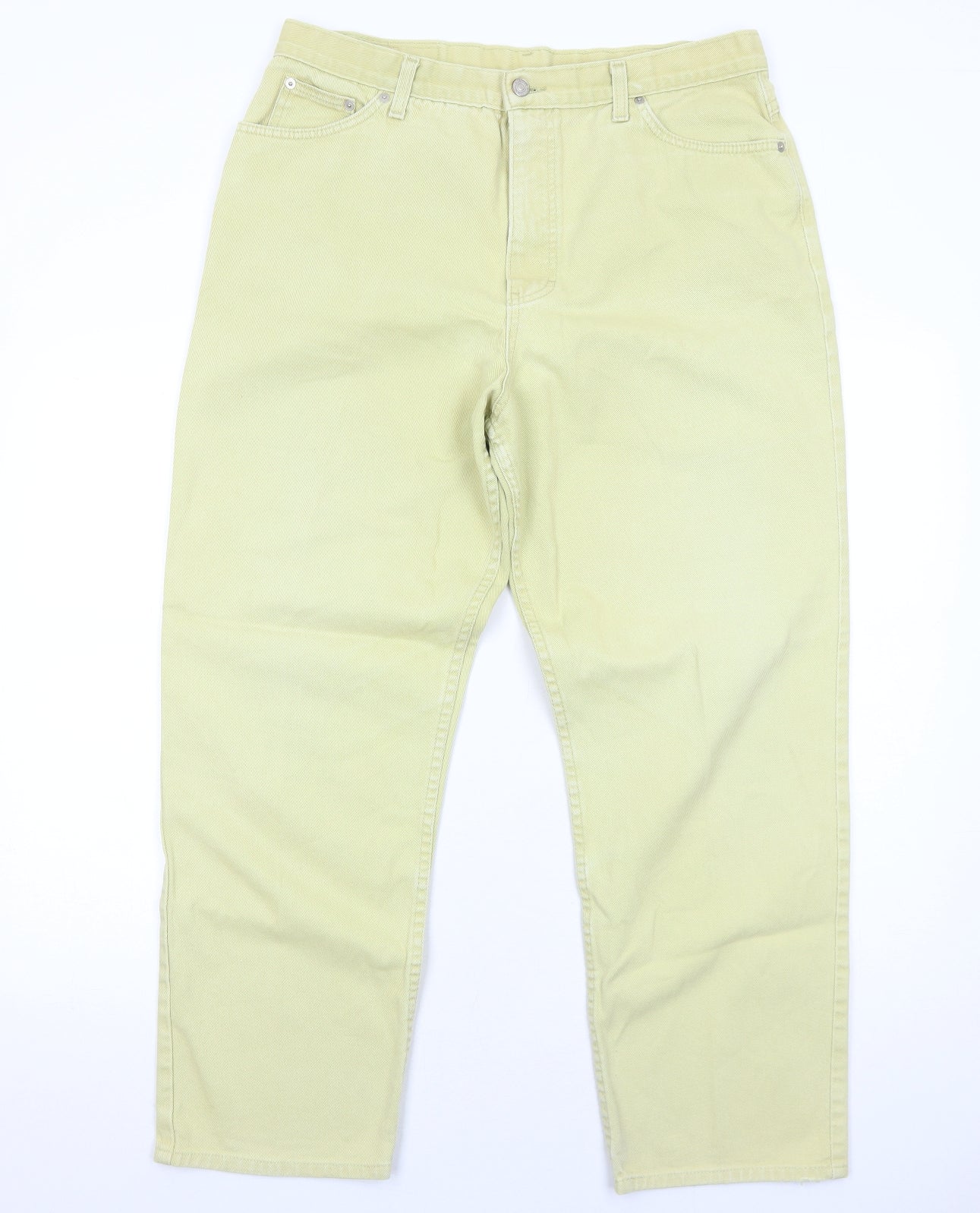 Marks and Spencer Womens Yellow Cotton Straight Jeans Size 18 Regular Zip