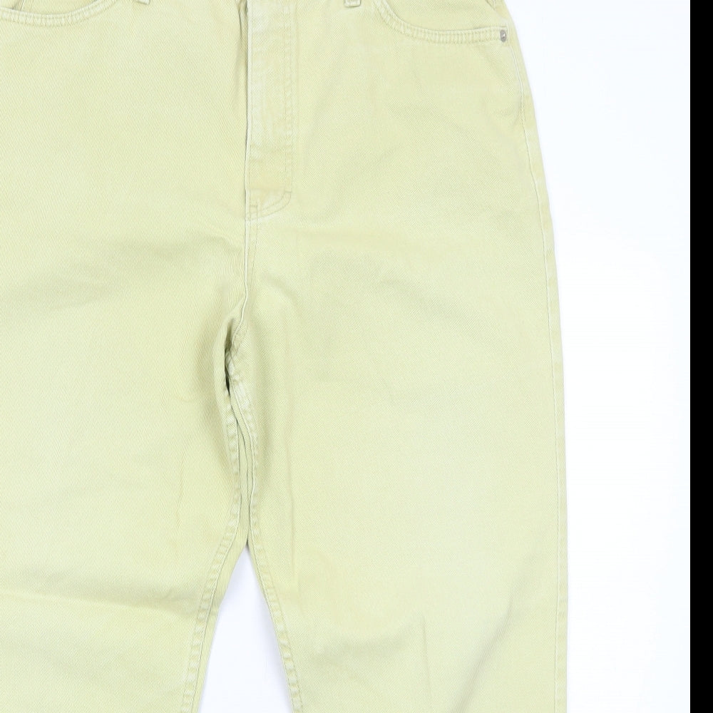 Marks and Spencer Womens Yellow Cotton Straight Jeans Size 18 Regular Zip