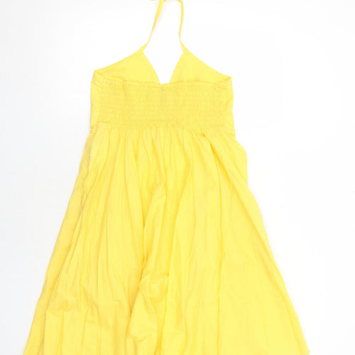 H&M Womens Yellow Cotton Trapeze & Swing Size 16 Halter Tie