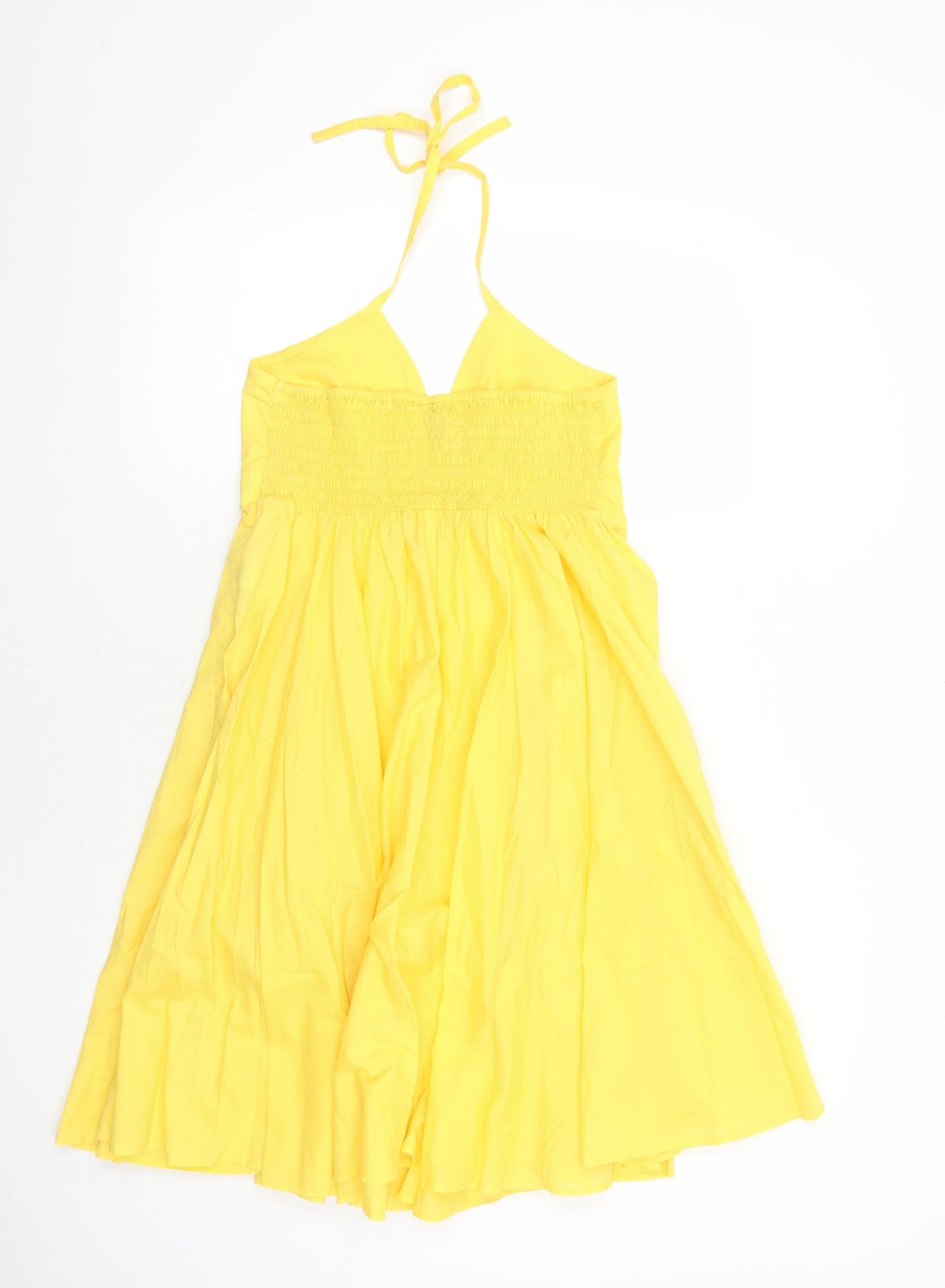H&M Womens Yellow Cotton Trapeze & Swing Size 16 Halter Tie
