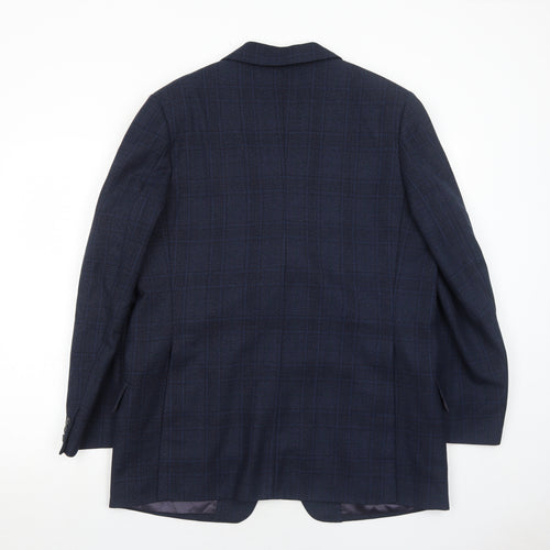 Superfine Mens Blue Plaid Wool Jacket Suit Jacket Size 42 Regular