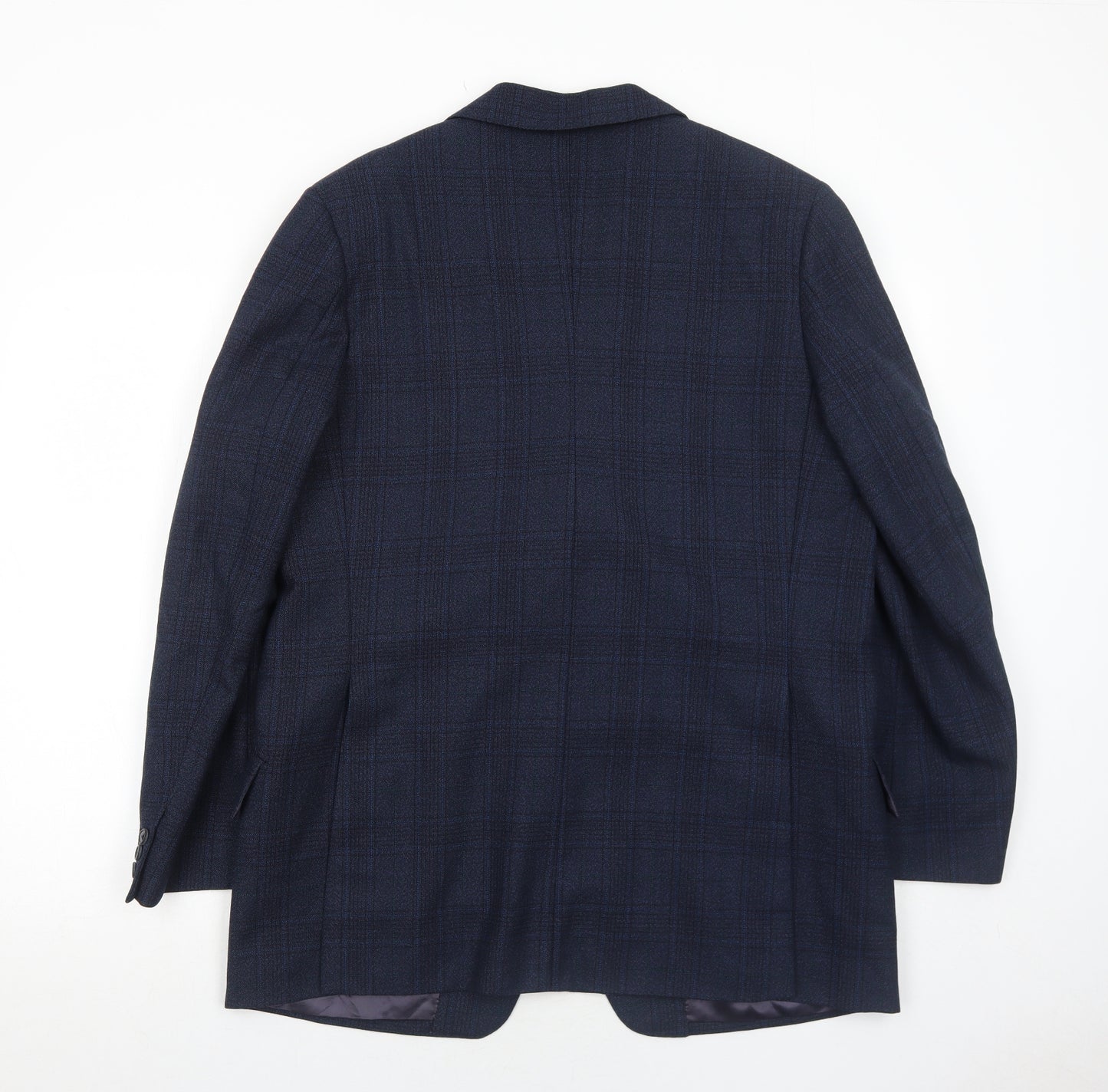 Superfine Mens Blue Plaid Wool Jacket Suit Jacket Size 42 Regular
