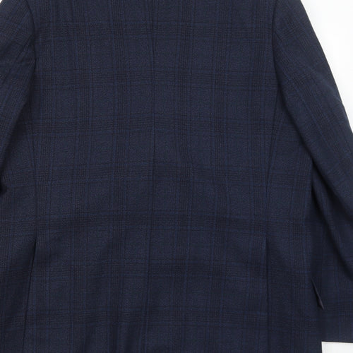 Superfine Mens Blue Plaid Wool Jacket Suit Jacket Size 42 Regular