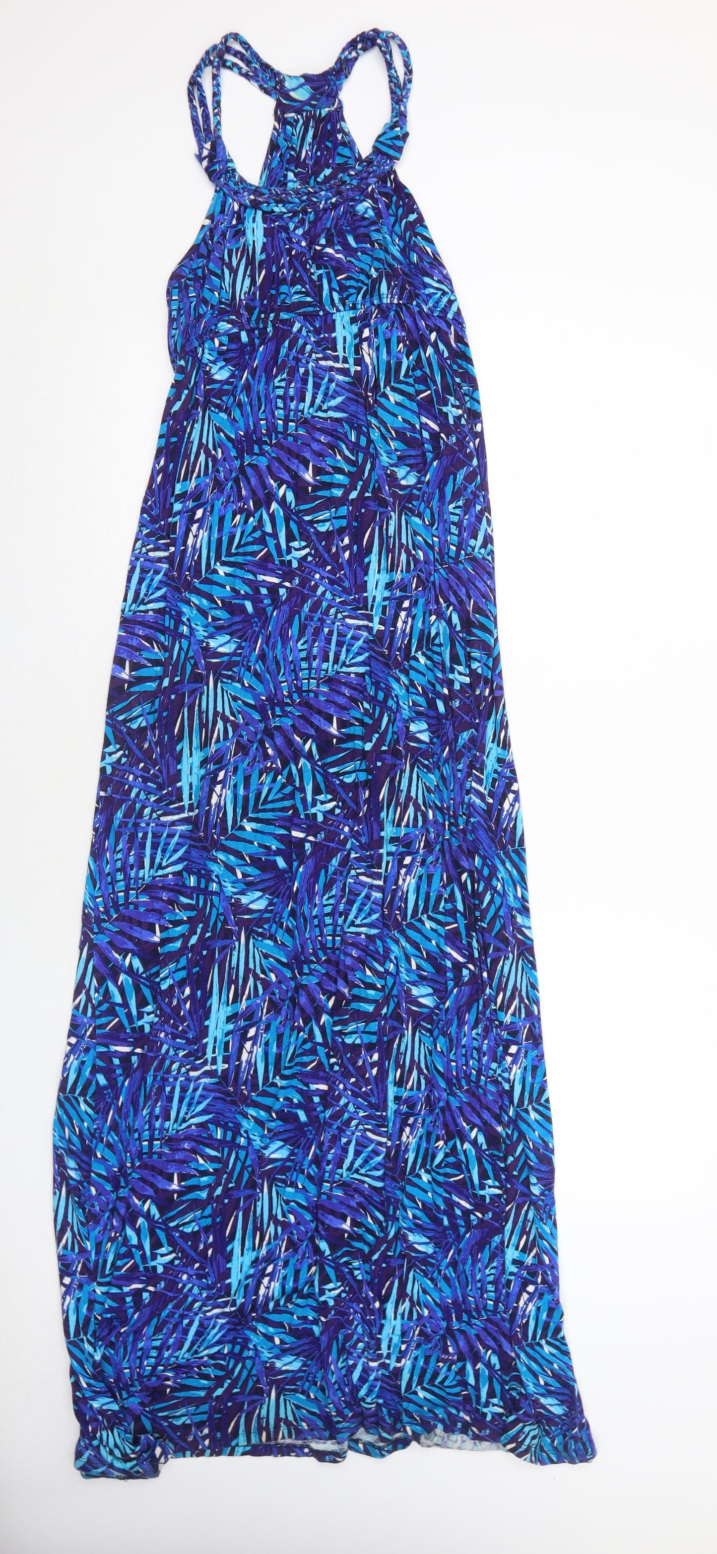 New Look Womens Blue Geometric Viscose Maxi Size 12 Round Neck Pullover