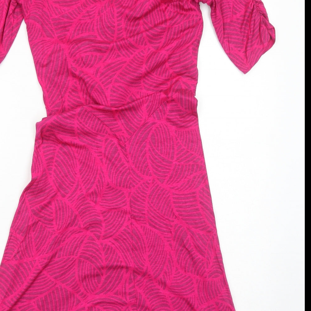 Per Una Womens Pink Geometric Viscose Trapeze & Swing Size 10 V-Neck Pullover