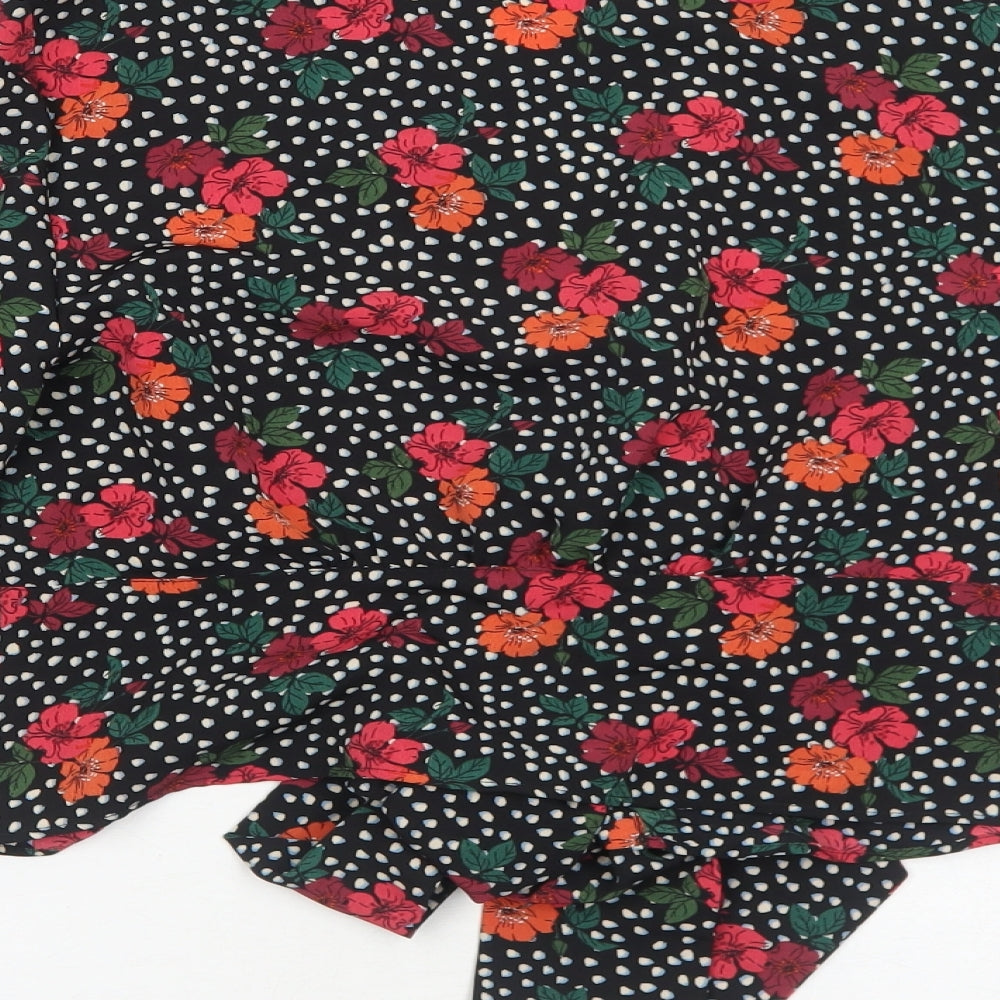 Topshop Womens Black Geometric Polyester Basic Blouse Size 10 V-Neck