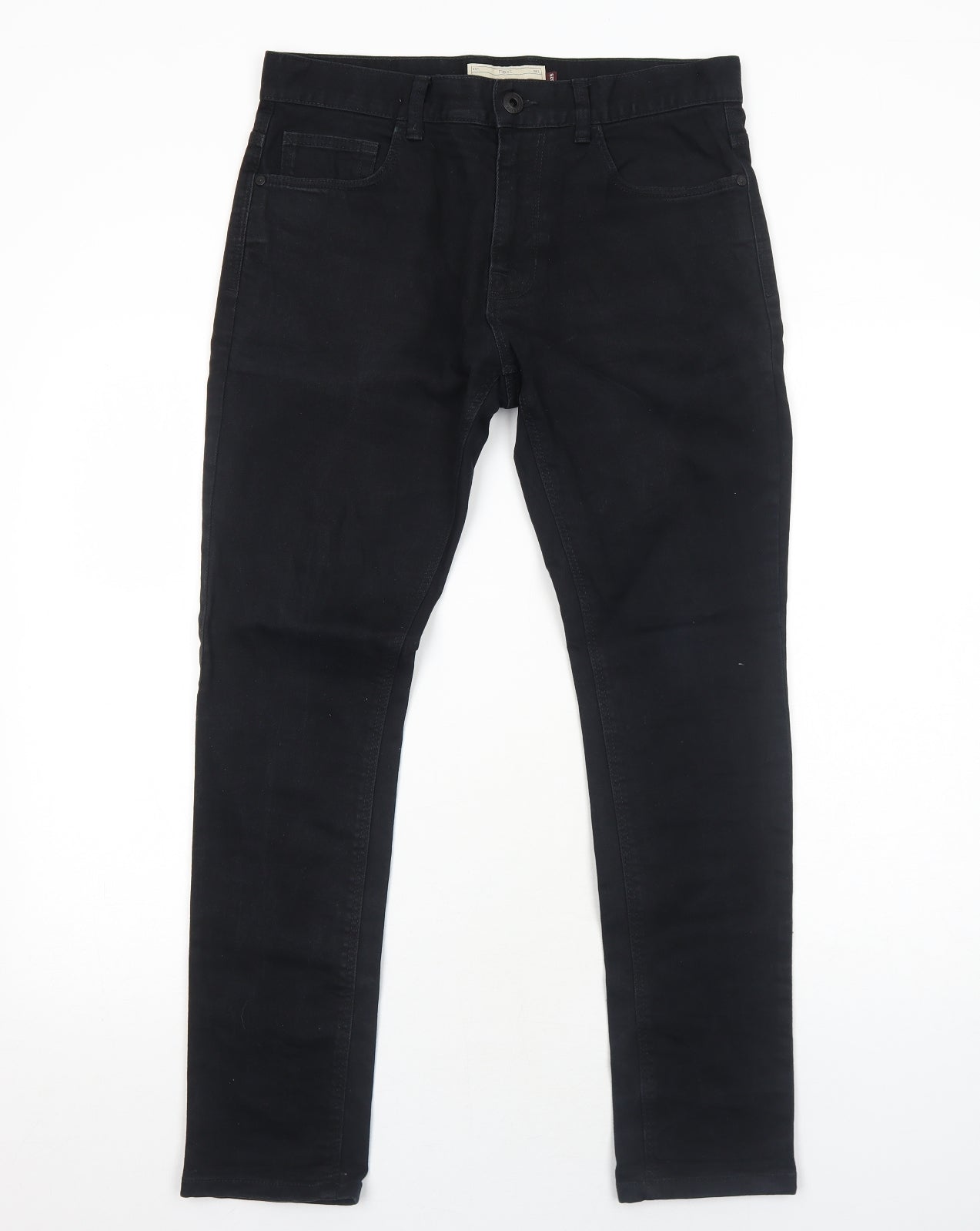 NEXT Mens Black Cotton Skinny Jeans Size 32 in Regular Zip