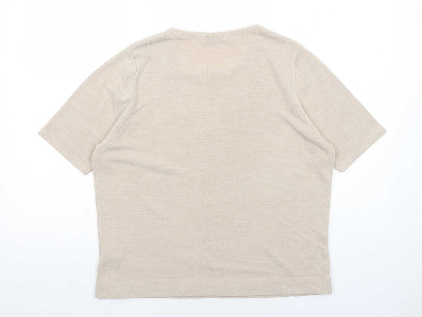 Marks and Spencer Womens Beige Round Neck Acrylic Pullover Jumper Size 18