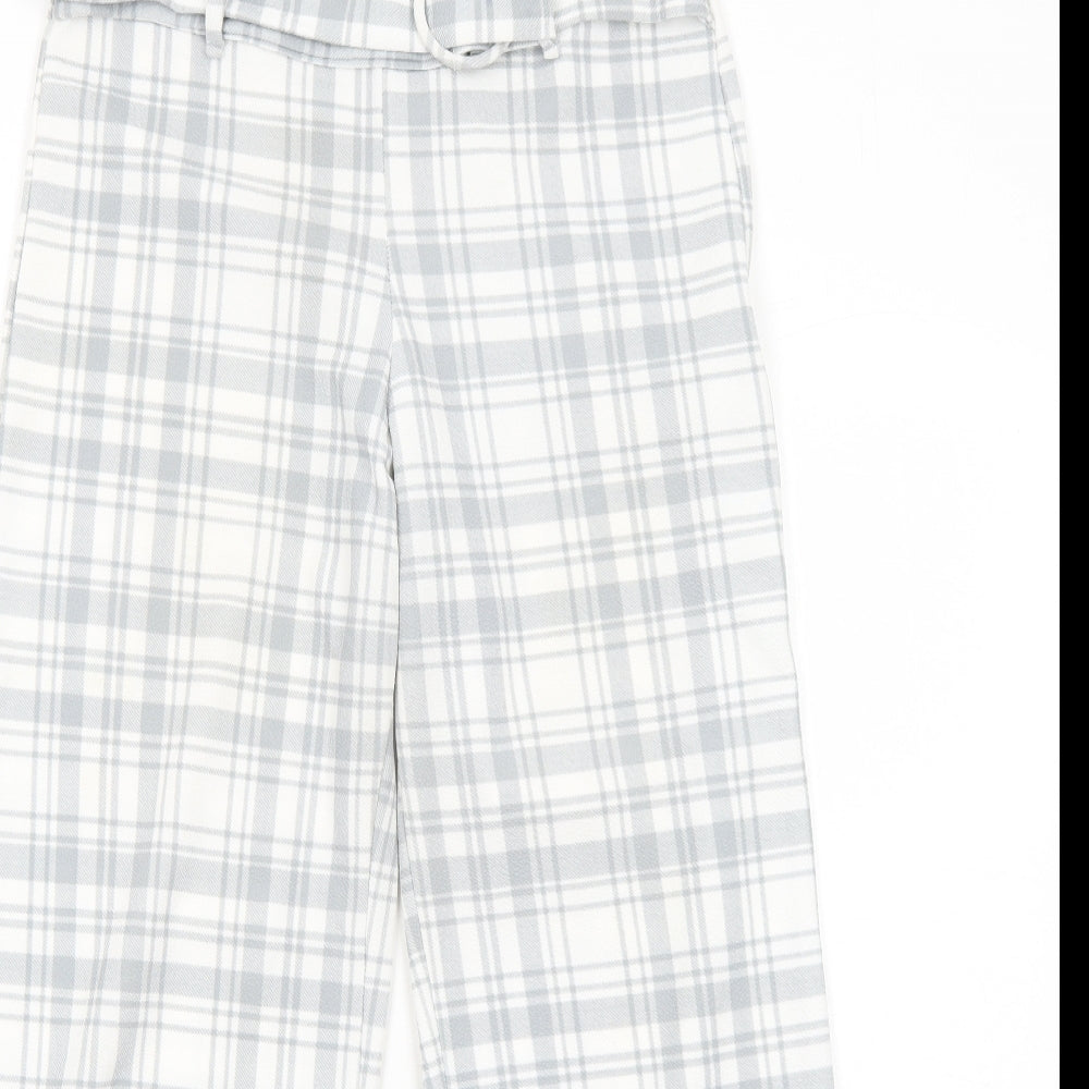 Boohoo Womens Grey Plaid Polyester Trousers Size 14 Regular