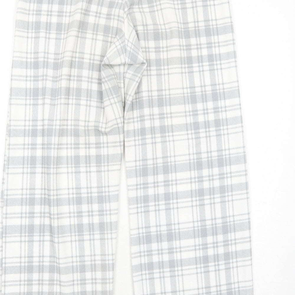 Boohoo Womens Grey Plaid Polyester Trousers Size 14 Regular
