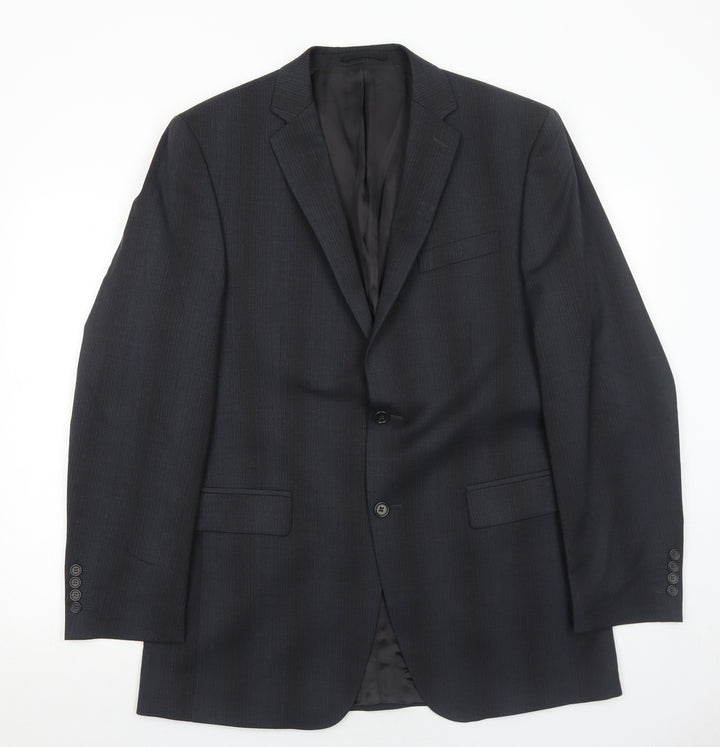 Linea Mens Grey Striped Wool Jacket Suit Jacket Size 40 Regular