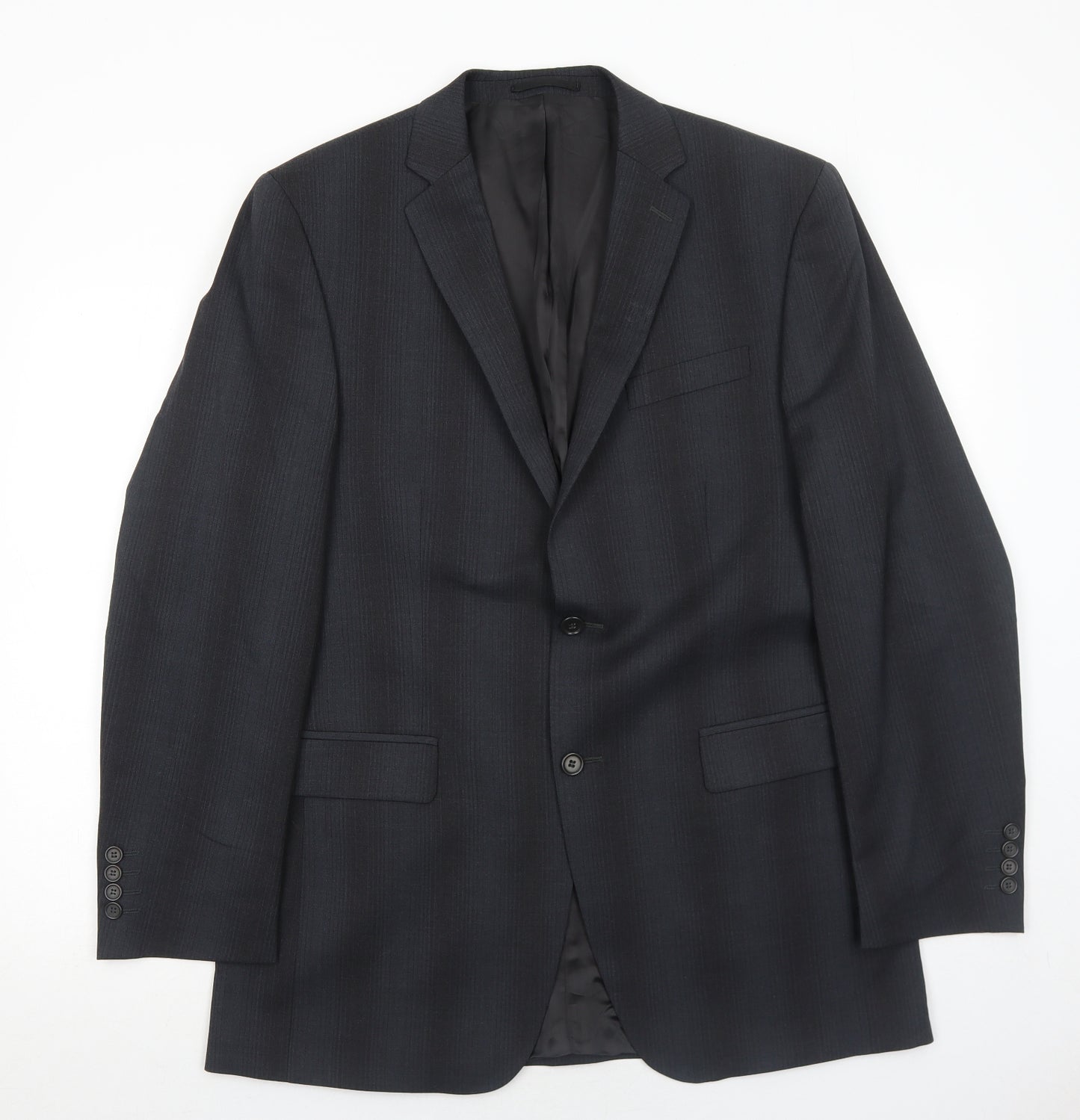 Linea Mens Grey Striped Wool Jacket Suit Jacket Size 40 Regular