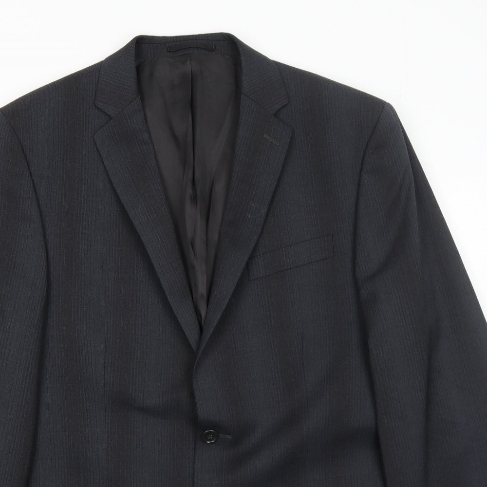 Linea Mens Grey Striped Wool Jacket Suit Jacket Size 40 Regular
