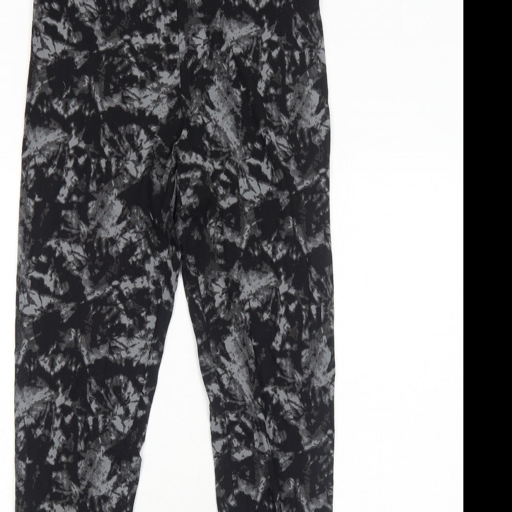 Marks and Spencer Womens Black Geometric Viscose Jogger Leggings Size 12