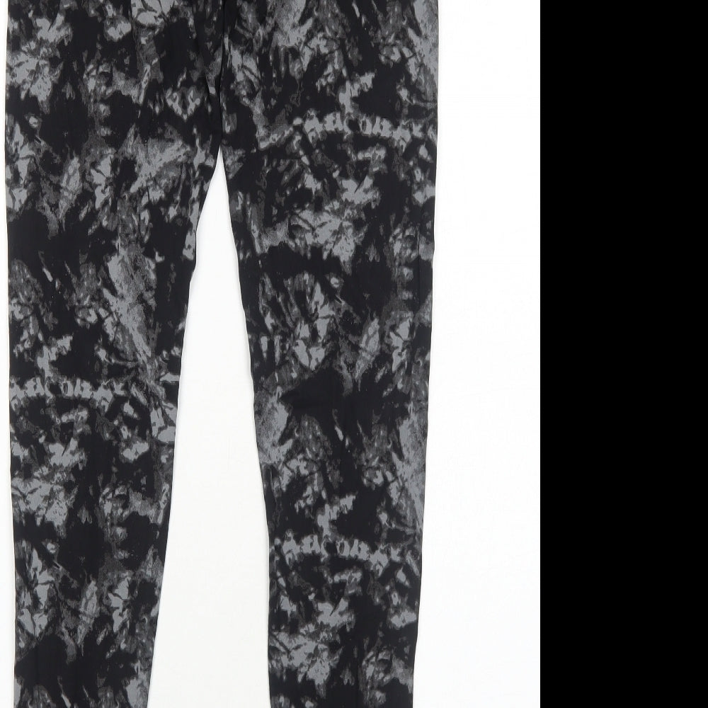 Marks and Spencer Womens Black Geometric Viscose Jogger Leggings Size 12