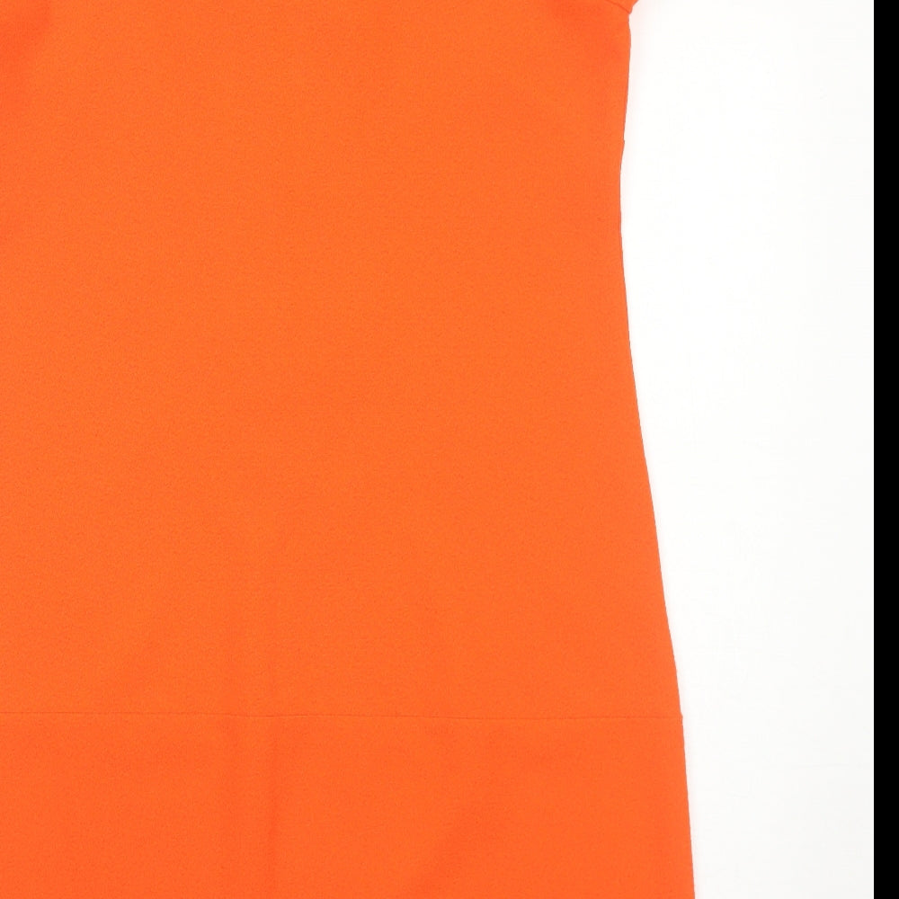 Wallis Womens Orange Polyester A-Line Size 12 V-Neck Zip