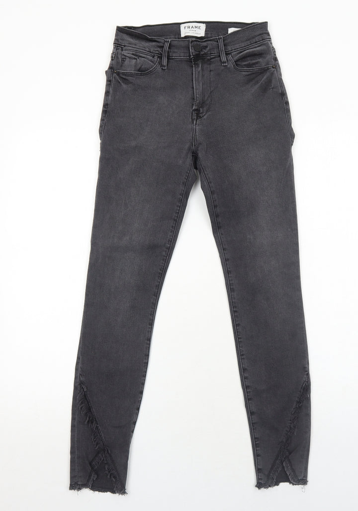 FRAME Womens Grey Cotton Skinny Jeans Size 6 Regular Zip
