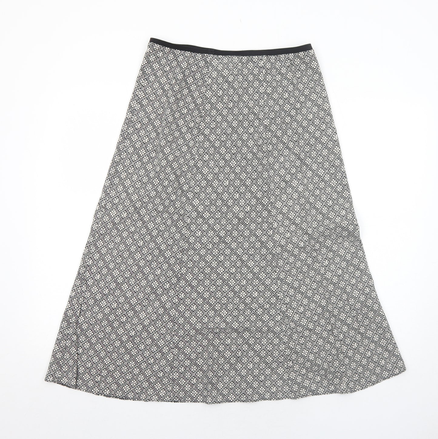 Marks and Spencer Womens Black Floral Linen Swing Skirt Size 12
